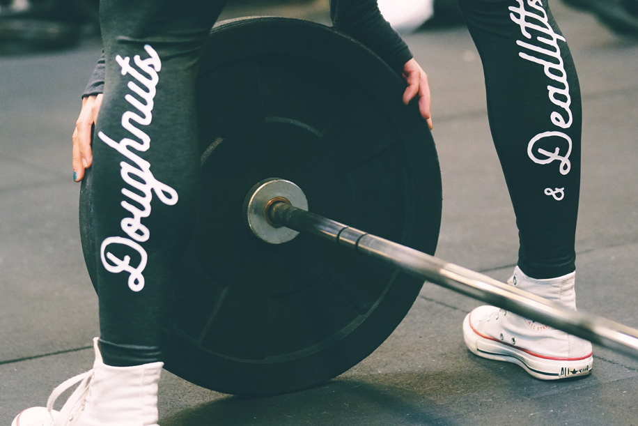 woman in Doughnuts and deadlifts leggings