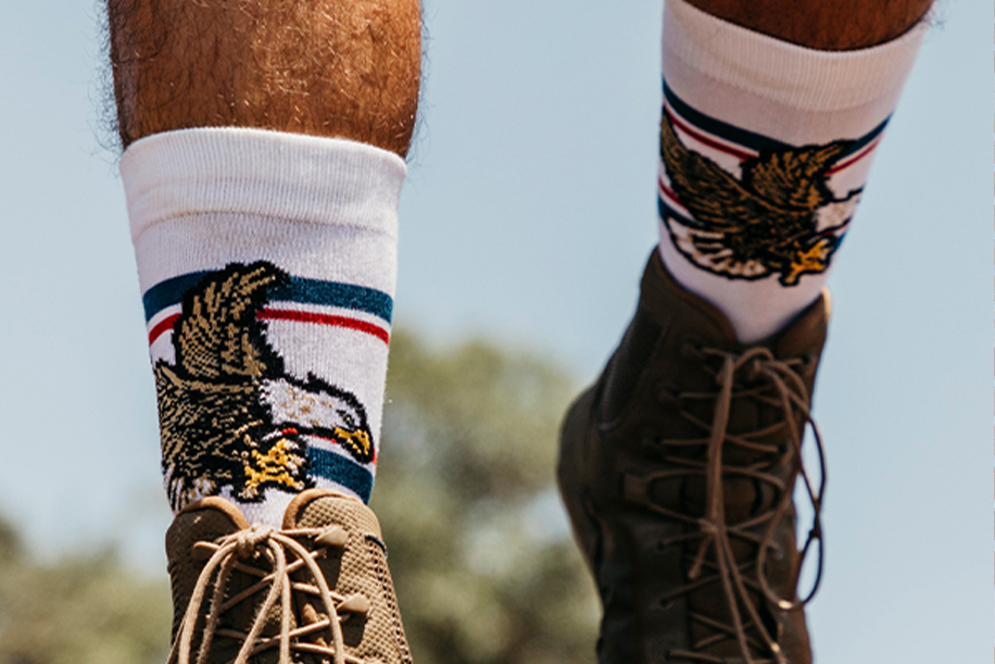 Man wearing eagle socks